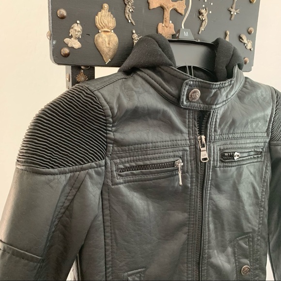 Urban Republic Boy Motorcycle Faux Leather Jacket 5/6 - Picture 8 of 9